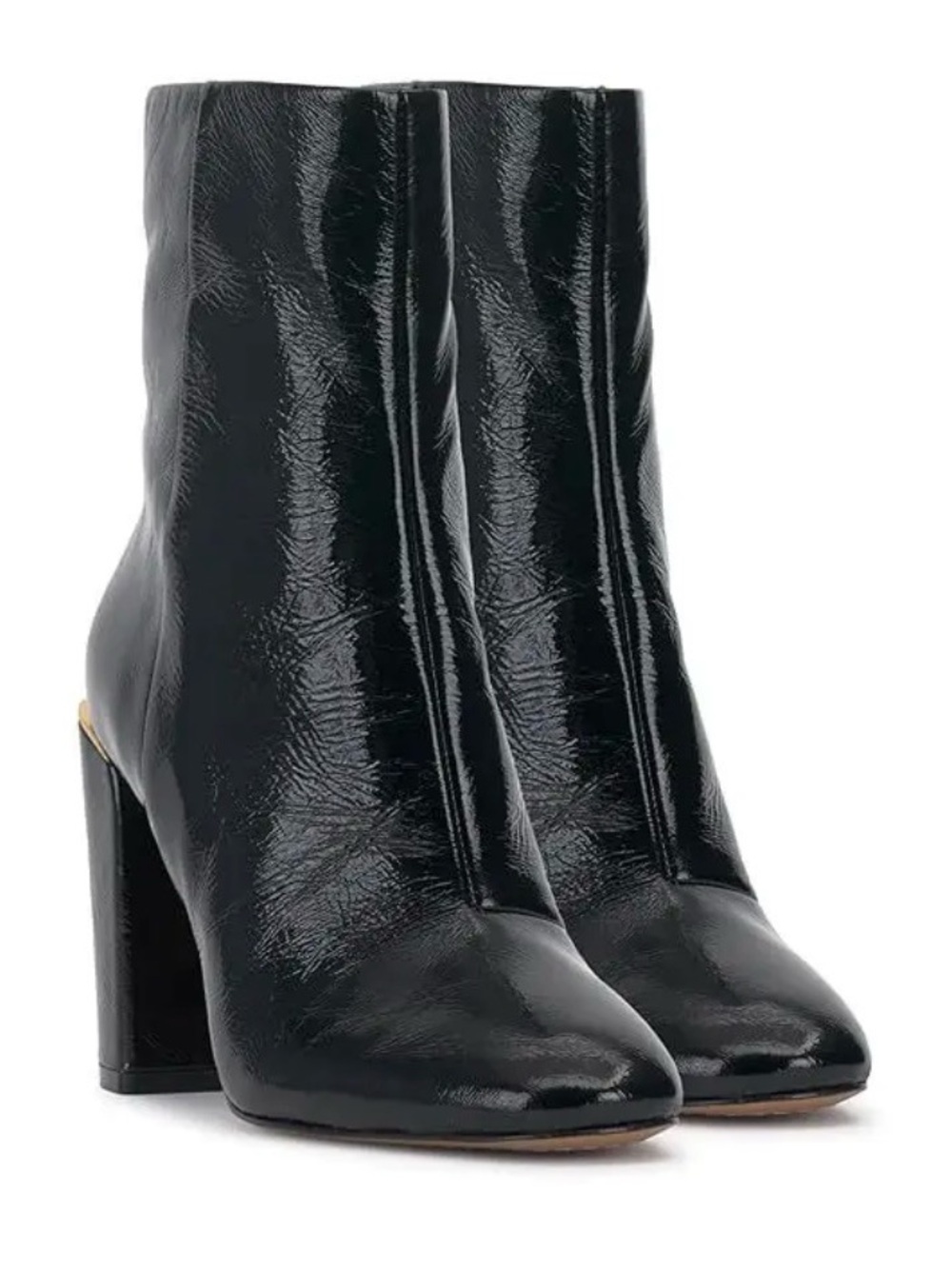Vince Camuto Black Patent Leather Block Heel Ankle Boots size:11